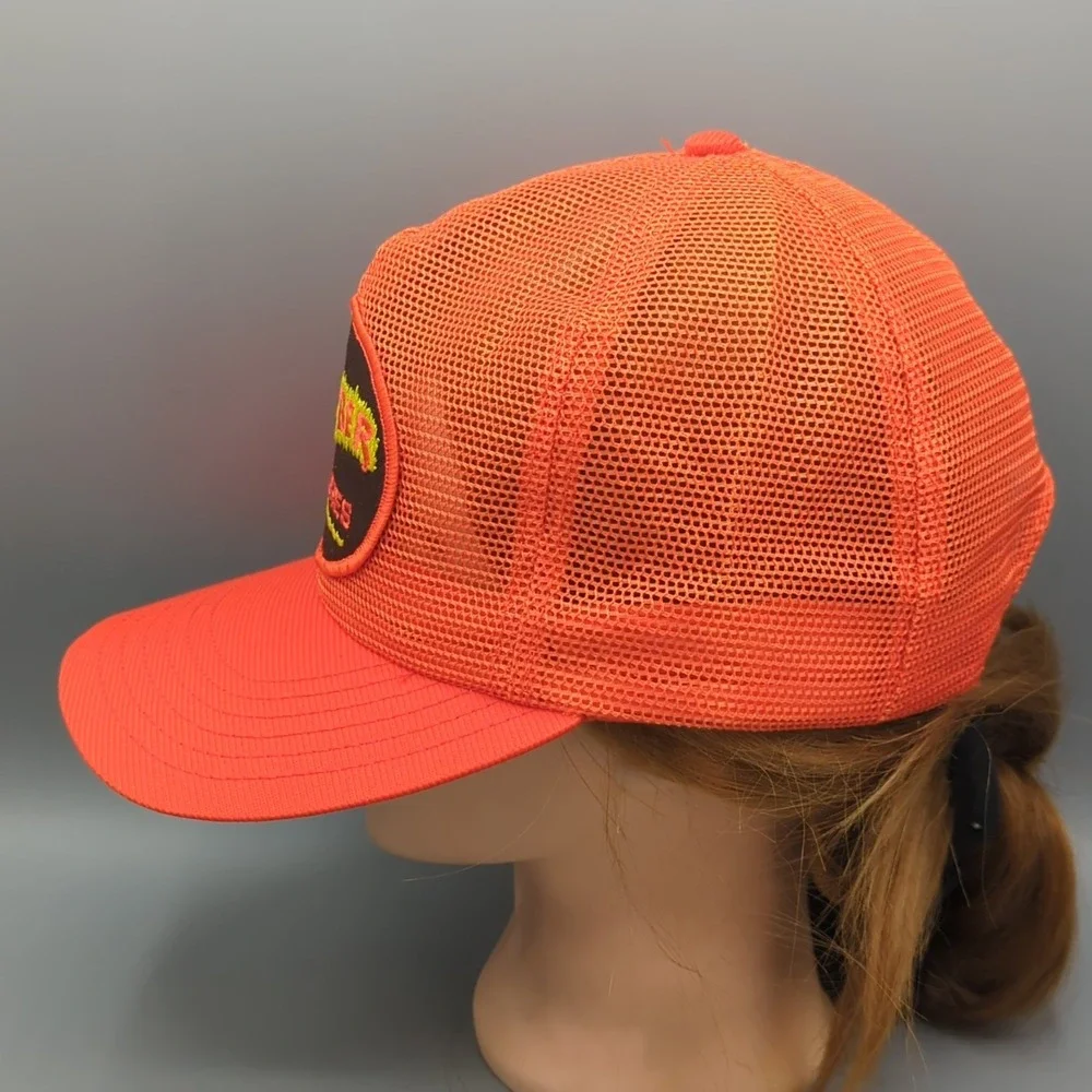 NOS Rare Vintage BOMBER LURES Fishing Hat Cap Orange Full Mesh Large DeLong USA